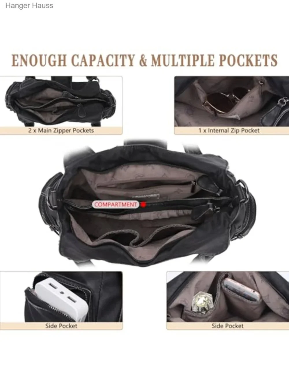 Vegan Leather Hobo Bag Women Shoulder Crossbody Tote Purse Handbag